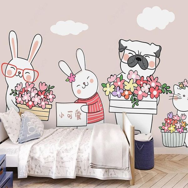 

wallpapers custom cartoon wallpaper kids bedroom po mural modern nordic 3d hand-painted cat children room background wall papers