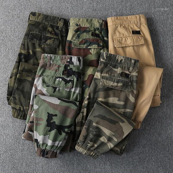 

men's pants mens fashion casual cotton camouflage cargo men spring autumn long trousers male overalls work pant clothing, Black