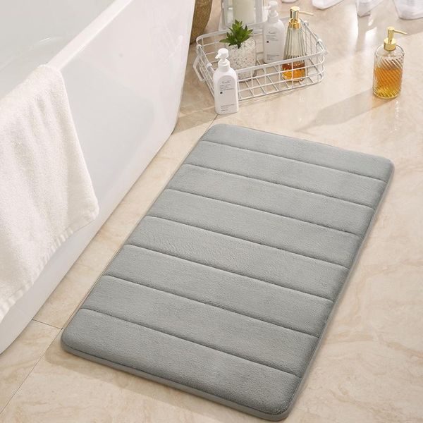 

bath mats striped bathroom mat memory foam thickened door kitchen gray purple pink blue non-slip rug