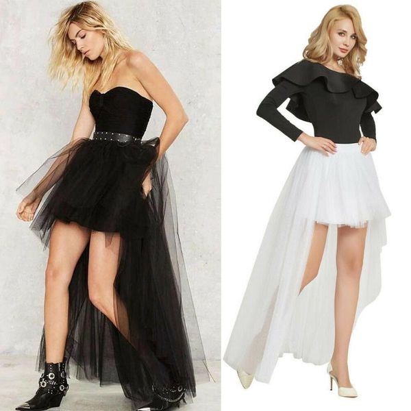 

women multi layer tulle skirt girls summer solid high waist pleated retro princess fashion long tutu skirts, Black