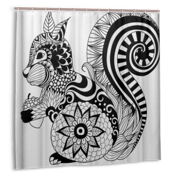 

shower curtain,cute cartoon squirrel pine nuts,custom design waterproof shower curtains bathroom decor include hooks, extra long