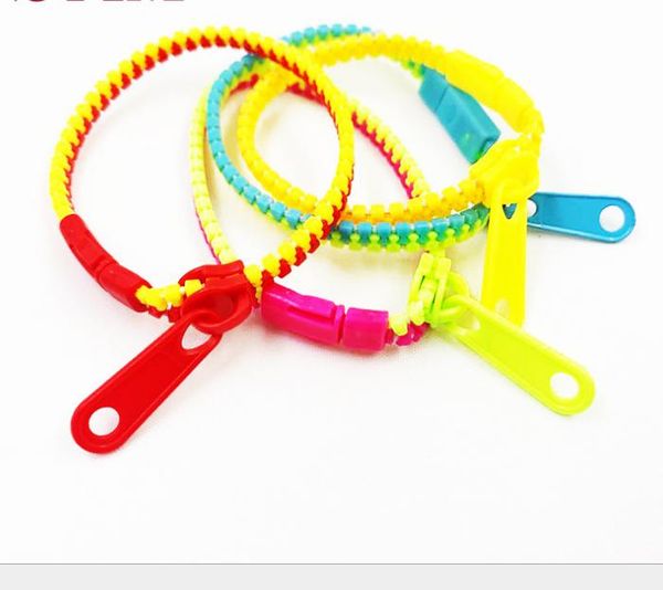 

2021 dark zipper bracelet zip bangle night light wristband stress relief anxiety needs fidget toys party bar gift for kids adult, Red;brown