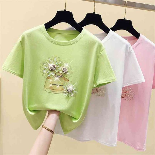 

hf-2f-211-8831 perfume bottle print t-shirt women 210720, White