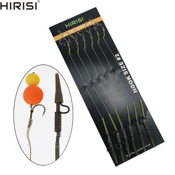 

6pcs carp fishing hooks hair rig with safety lead clips hook size 2 4 6 8