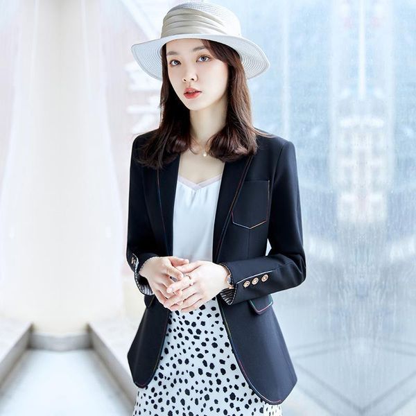 

women's suits & blazers classic black khaki women coat single button 2021 spring autumn leisure female suit outerwear s-=4xl, White;black