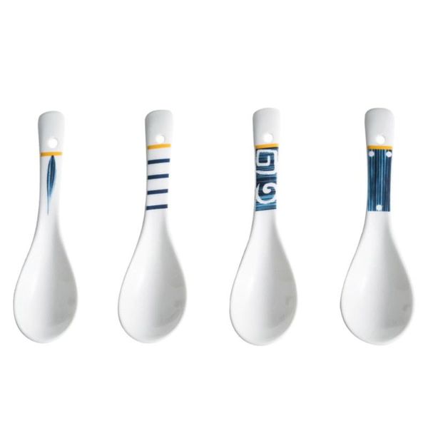 

spoons 4pcs simple japanese style soup ceramic rice home