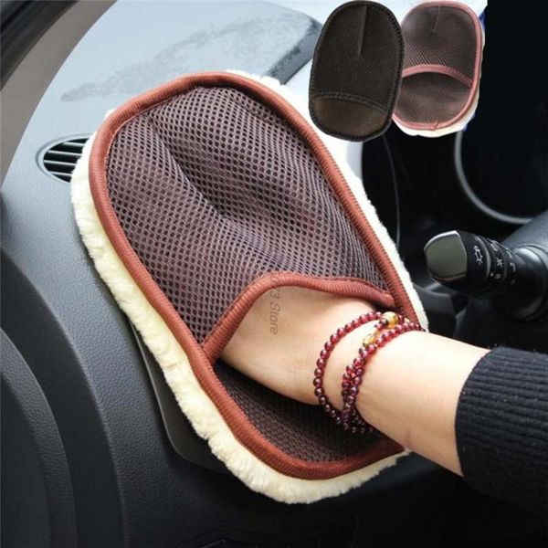 

car styling 15*24cm automotive wool soft brush clean gloves for chamois leather clay cloth blue max wash grit guard sponge
