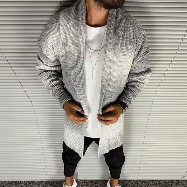 

men's sweaters men autumn winter loose sweater coat solid fashion knitted cardigan long sleeve casual turn-down collar outerwear, White;black