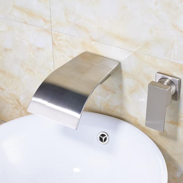 

bathroom sink faucets contemporary nickel brushed faucet one handle mixer tap wall mount