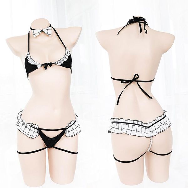 

bras sets underwear set women's three point suit pearl open t-back bandage bra exotic, Red;black