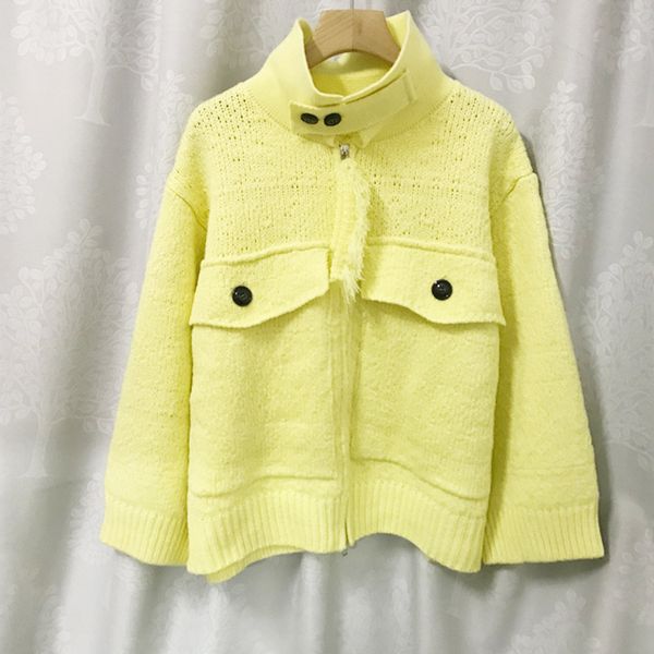 

1116 2021 runway autumn brand same style sweater long sleeve crew neck cardigan white green yellow black fashion womens clothes womens xue, White;black