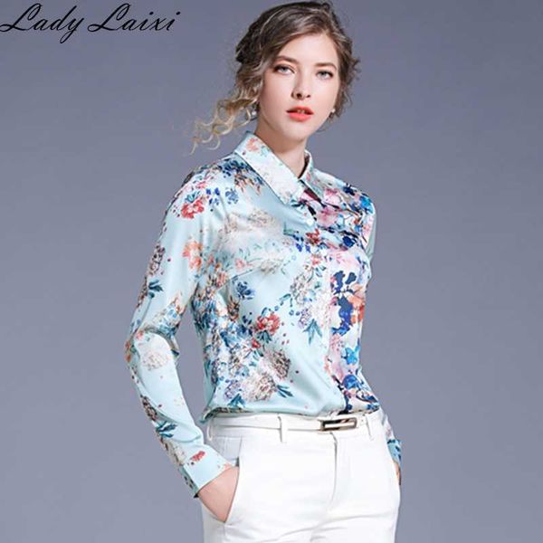 

fashion women floral print blouse long sleeve elegant casual shirt ladies loose plus size vintage office blouses 210529, White