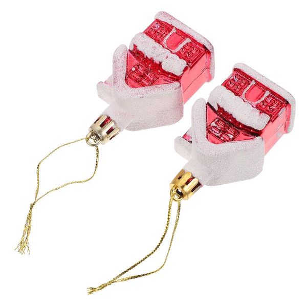 

christmas decorations 2pcs delicate house pendant tree hanging adornment xmas scene glitter