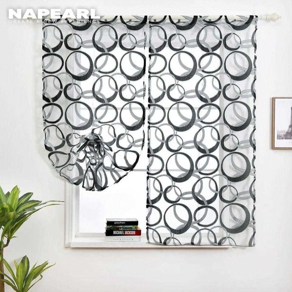 NAPEARL 1 PC Curta Cortina Romana Jacquard Valance Home Decoração Geométrica Design Vermelho Amarelo Marrom Cinza Azul Pronto 210712