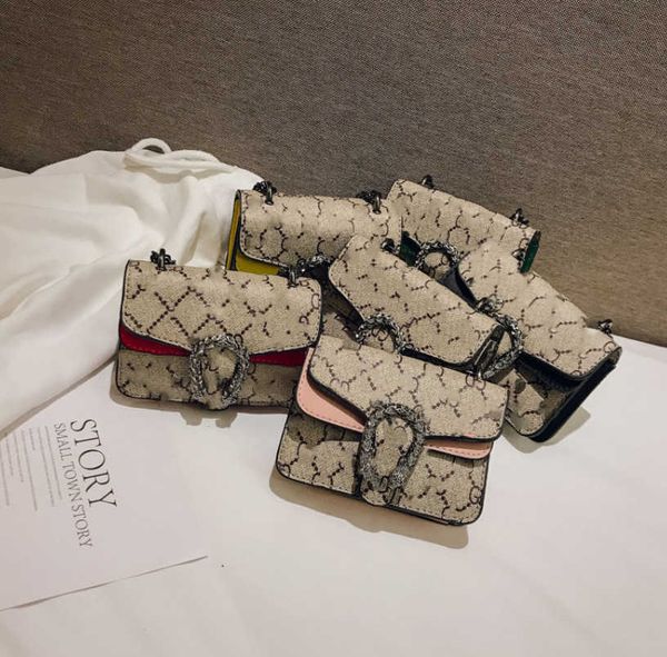 

designer kids bag girls letter printed princess messenger bag children metal chain single shoulder bag women mini handbag, Black