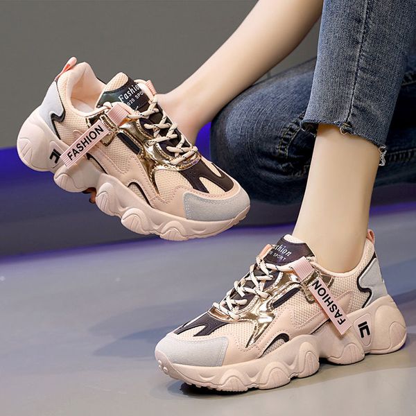 

sports running shoes female ins tide 2021 new thick bottom increased wild net red super fire student leisure