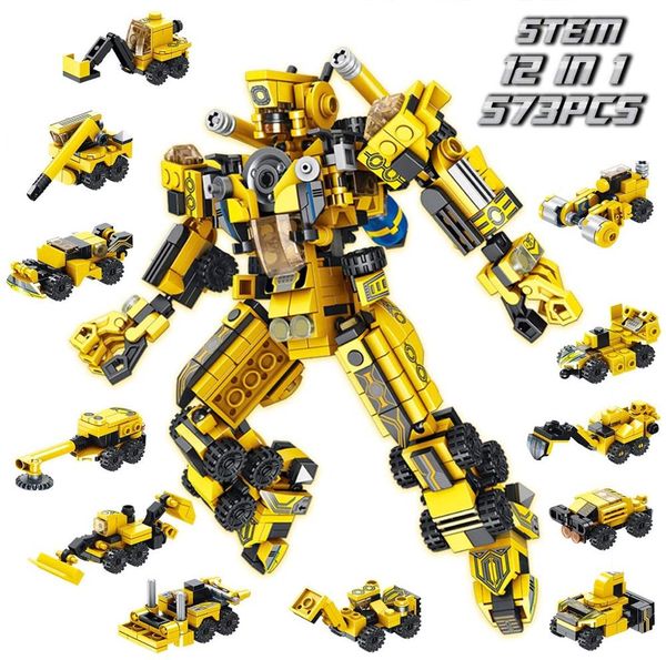 

robot stem toy 570 pcs transformersed building blocks building bricks toy kit for kids diy robot toy
