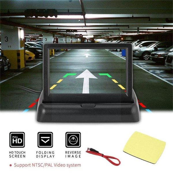 

car video display, foldable monitor, lcd camera screen, reversing camera, parking system for rearview mirror monitor d5t7