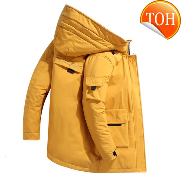 

2021 winter new men's mid-length couples wear tooling casual down jacket men, Black