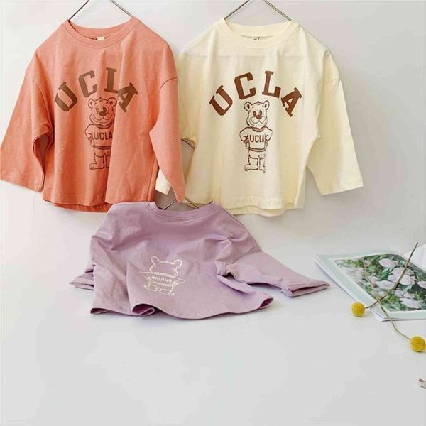 

korean childrens t shirt boys and girls cotton bottoming long sleeve cartoon 1 7 years kids casual, Blue