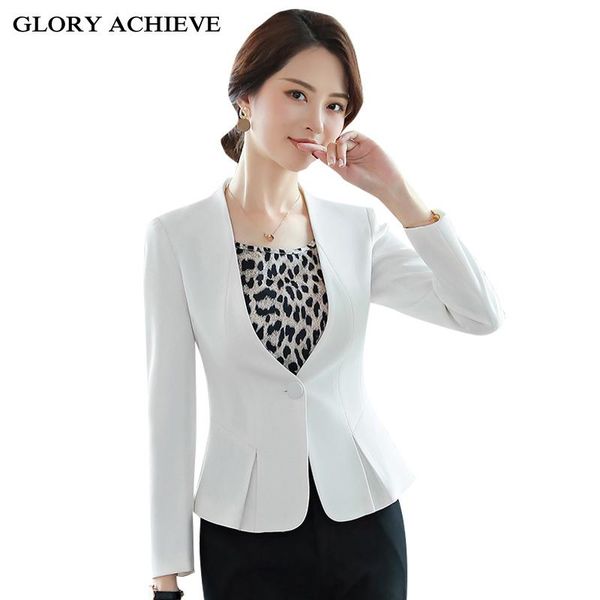 

women's suits & blazers 2021 spring white blazer femme slim fit women formal jackets office work one button autumn ladies coat fashion, White;black