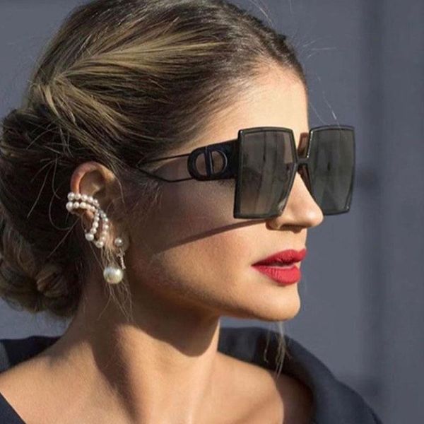 

oversized sunglasses for women 2021 fashionable casual street style sun glasses alloy frame uv400 eyewear, White;black