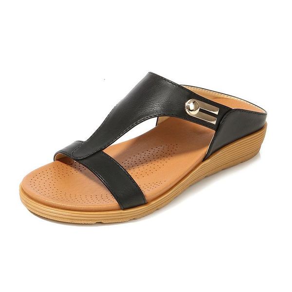 

sandals fashion women round female slippers casual retro comfortable outdoor sunmmer plus size shoes s2f4, Black