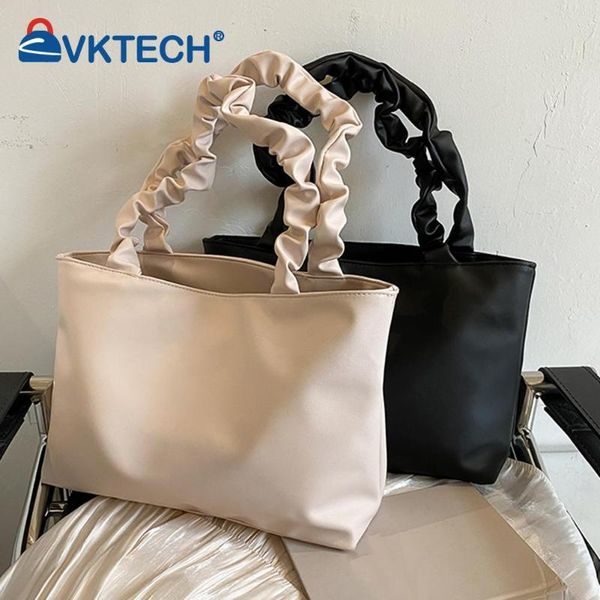 

evening bags fashion women pu leather pleated shoulder shopping bag casual ladies solid color large capacity tote handbags