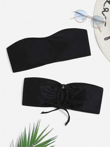 

2pack solid bandeau bikini k1ja#, White;black