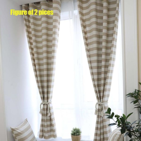

curtain & drapes 1pc 55*85inch modern nordic grey/beige striped cotton linen cafe el drilling window kids room bay