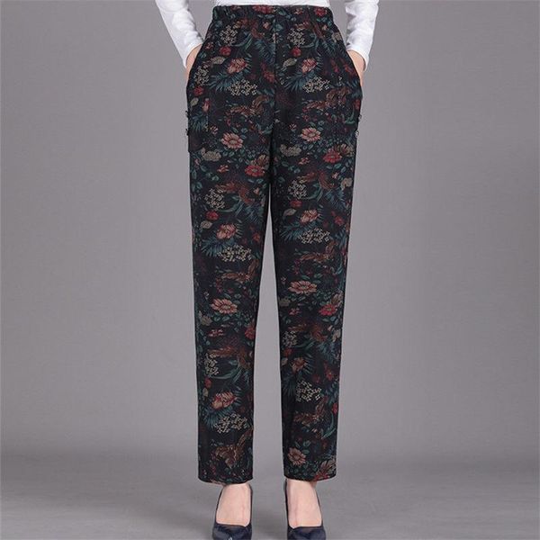 

women's pants & capris 2022 women autumn winter casual straight female high waist printed ladies middle aged warm q886, Black;white
