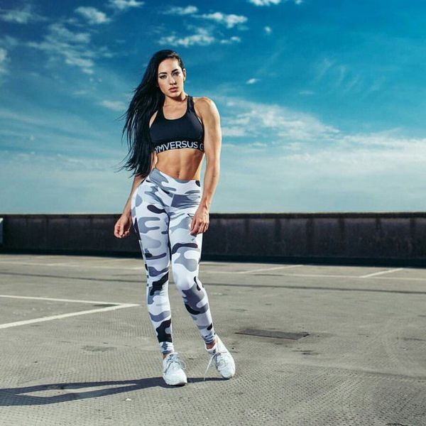 

leggings fashion black and white camouflage yoga fitness high elastic l2004