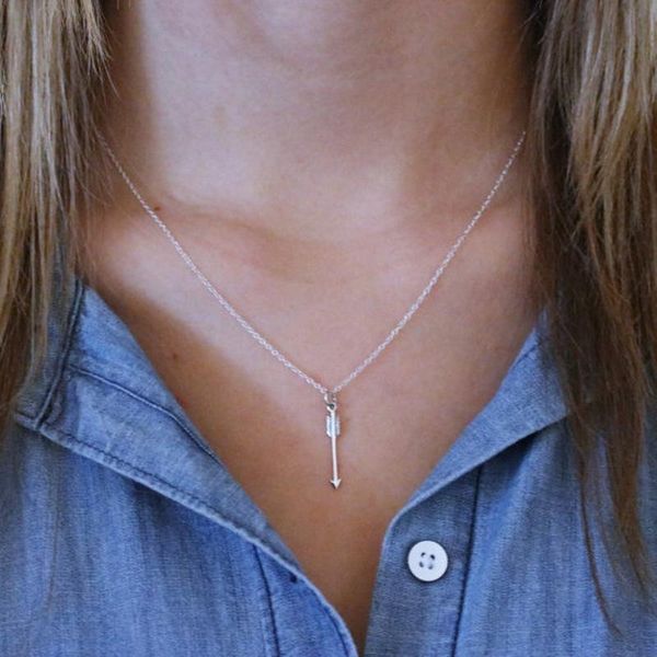 

pendant necklaces fashion women simple arrow charm necklace bohemian boho jewelry gifts sweater chain, Silver