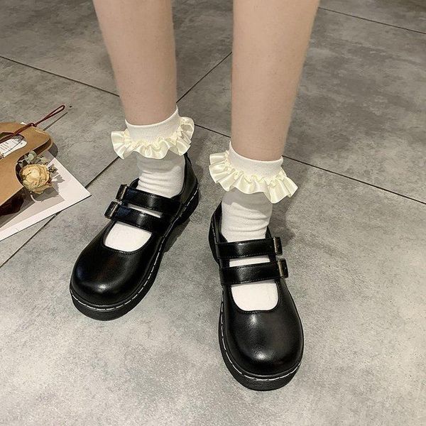 

boots lolita shoes female japanese-style mary jane retro girl high-heeled platform college students large size, Black