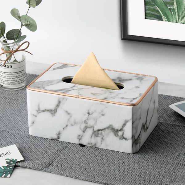 

modern marble rectangular artificial leather tissue box napkin toilet paper holder dispenser home decoration boxes & napkins