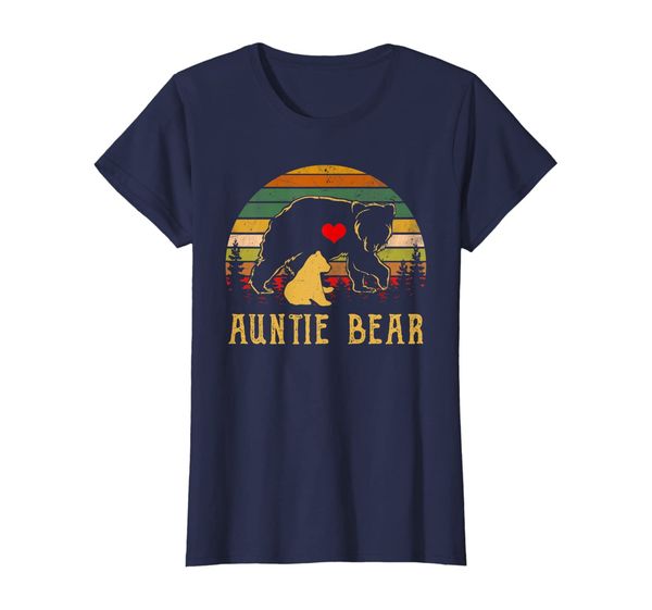 

womens womens auntie bear t shirt cute funny mom mothers day gifts, White;black