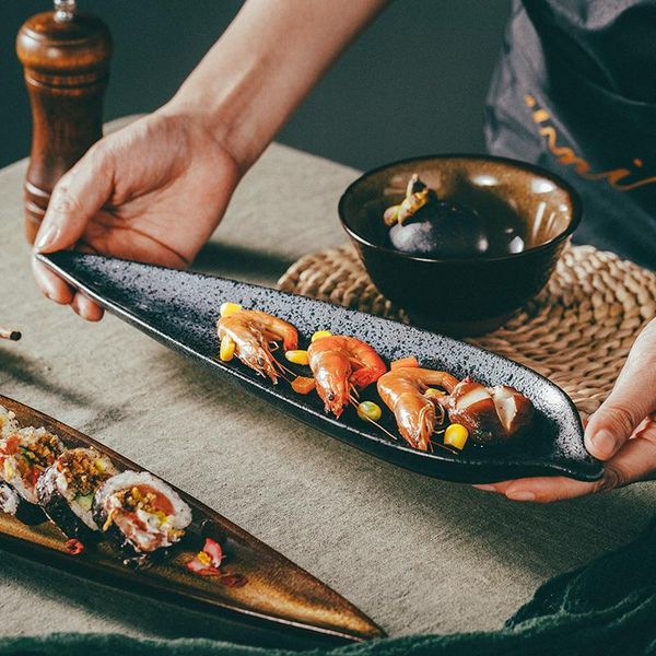 

dishes & plates retro ceramic leaf plate odd-shaped special restaurant creative personality leaf-shaped sushi japanese cuisine set
