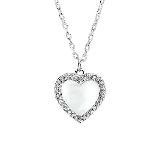 

chains simple kpop accessoreis for women heart shape white stone necklaces ins style metal zircon kolye gift girlfriend, Silver