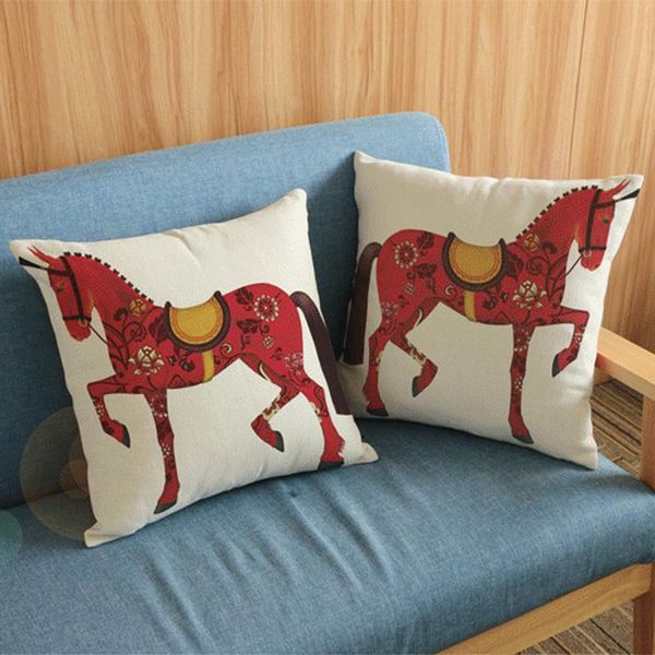 

cushion/decorative pillow animals linen cotton cushion cover horse decorative for sofa car home decor throw case 45x45cm
