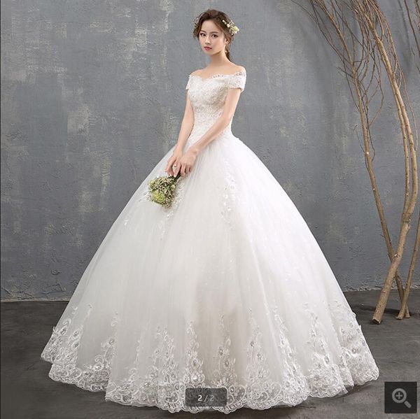 

2021 new arrival white tulle ball gown wedding dresses off the shoulder short sleeve v neckline stylish bridal gowns floor length princess p