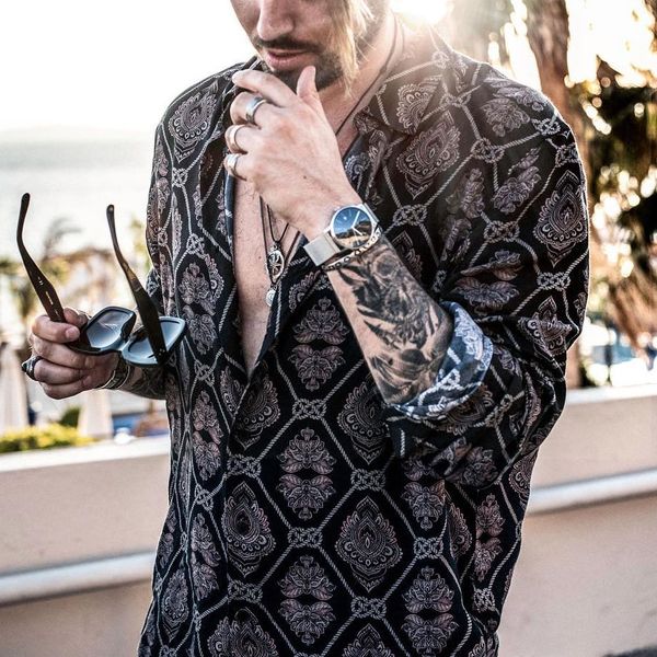 

men designer lapel neck leopard print shirt male floral luxury cardigan fashion short sleeve shirts, White;black