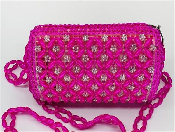 

fast beaded bag handmade womens hand mobile phone coin wallet, Red;black