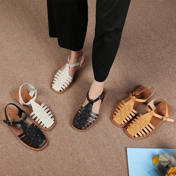 

sandals buckle strap fashion womens shoes 2021 beige heeled shallow mouth luxury black comfort flat clear retro girls gladia