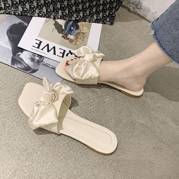 

slippers fairy style bow sandals for women in summer, Black