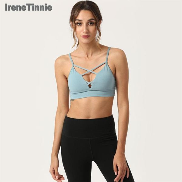 

women's tanks & camis irene tinnie women sports bra quick dry padded shockproof gym fitness running sport brassiere push up activewear, White