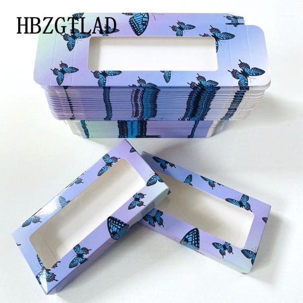 

color holographic butterfly lashes box 100/200pcs soft paper eyelashes packaging diy flash packing rectangle case1