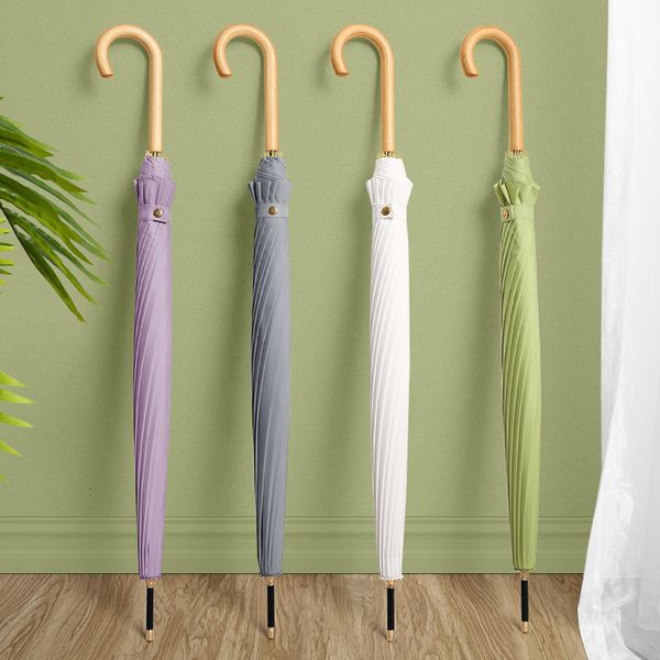 

korean xiaoqingxin long clear 16 bone large straight rod wooden handle can be used as gift advertising umbrella