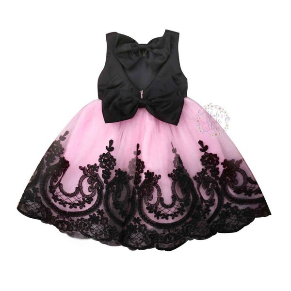1-6 anni Toddler Baby Kid Girls Princess Dress Black Bow Lace Tulle Tutu Abiti da sposa per feste di compleanno per ragazze Costumi G1129