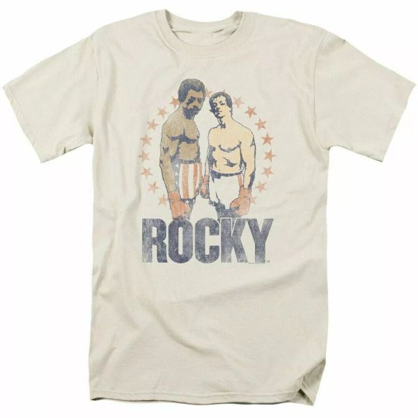 

rocky creed & balboa t shirt mens licensed boxing movie tee cream, White;black