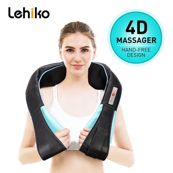 

(with gift box)home car u shape electrical shiatsu back neck shoulder body massager infrared heated kneading 4d massagem shawl